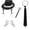 4pc-B, variant on Pop Star Costume Accessories Set, Sequin Fedora Hat Sunglasses Headset Mic Gloves for Halloween Stage Show