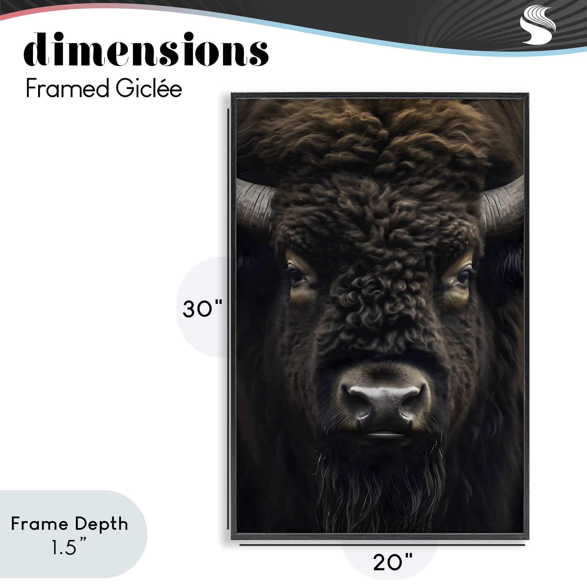 Stupell Industries Bison Portrait Close Up Black Framed Giclee Art, design by Creative Studio