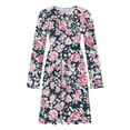 thumbnail image 6 of Noric Women's Crew Neck Long Sleeve Midi Dresses Casual with Pockets Floral Print Relaxed Fit Dresses for Daily Outdoor Holiday Casual, 6 of 8