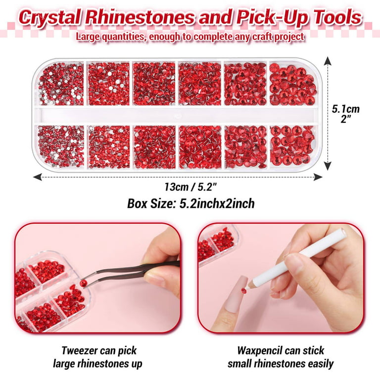 Red Rhinestone with B7000 Adhesive Glue for Craft, 2100Pcs Flat Back  Rhinestones Crystal Gems with Dotting Tools Clear Craft Glue for Clothes  Fabric Shoes Jewelry Making Nail Art Makeup 