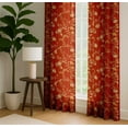 thumbnail image 4 of Vargottam Cotton Rod Pocket/Back Tab Curtains - 96" Floor-Length Drapes for Long Doors or Large Windows - Light Filtering, 3-in-1 Header - Set of 2, 52"x96" - Motif Vine Design (Orange), 4 of 8