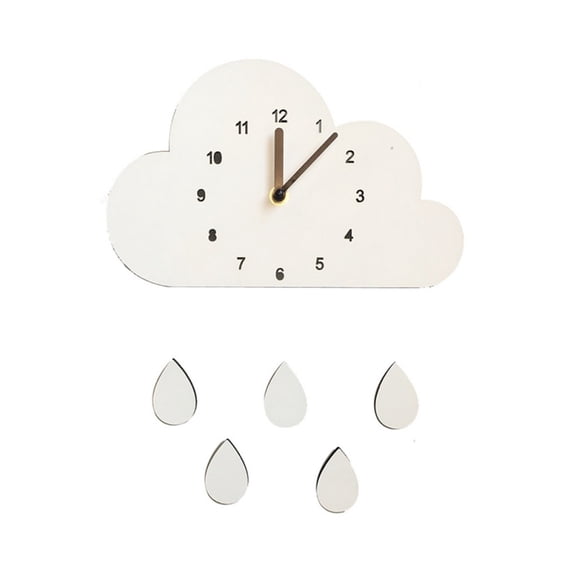 FANTADOOL Nordic Style Cartoon Cloud Elephant Clock For Children Room Cute Wall Clock Home Decoration