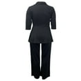 thumbnail image 4 of Miluxas Women's 2 Piece Outfits Sweatsuit Set Plus Size Long Sleeve Lapel Zipper Top Wide Leg Pants Tracksuits Solid Casual Set Black XL(XL), 4 of 4