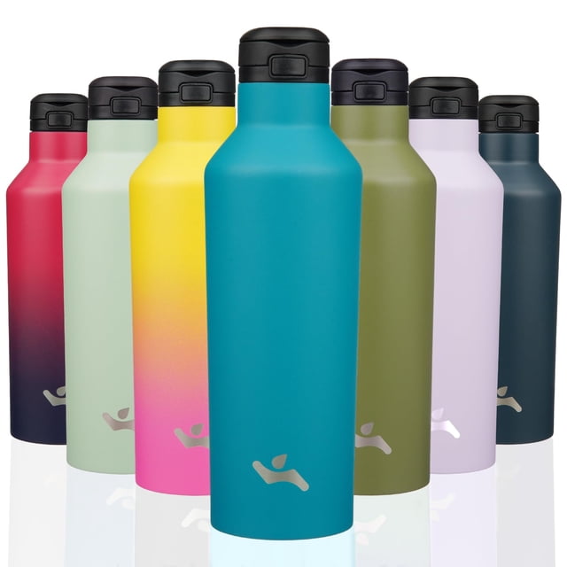 Botella De Agua Aislada Con Pajita Frasco De Agua De Acero Inoxidable Al Vacío De Doble Pared De 25 Onzas Con 2 Tapas Azul Lago