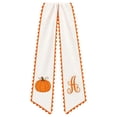 thumbnail image 5 of Clearance Gunhay Fall Pumpkin Monogram Wreath Sash, 50" Halloween Pumpkin Wreath Sash Fall Thanksgiving Bow Farmhouse Ribbon, Soft Cotton Feel Fabric Raised Embroidery Scalloped Trim Fall Seasonal, A, 5 of 6