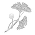 thumbnail image 2 of Xinyolin Ginkgo Leaf Shape Brooch Faux Pearl Shiny Rhinestone Stainless Exquisite Colorfast Luxury Bag Collar Scarf Hat Decoration Clothes Pin Lady Jewelry, 2 of 8
