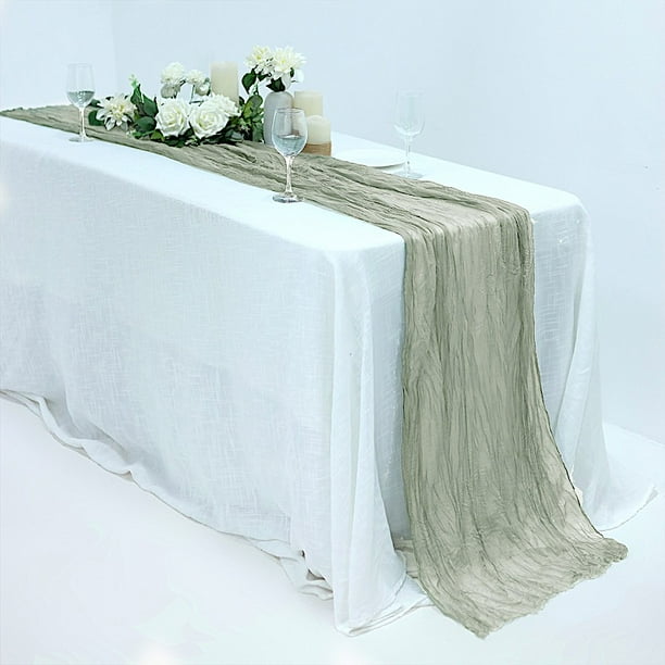 Balsacircle 10 Feet Olive Green Cotton Cheesecloth Gauze Extra Table Runner Wedding Reception Supplies Party Home Decorations Com Olive Green Cotton Cheesecloth Gauze, Cheesecloth Runner On Round Table