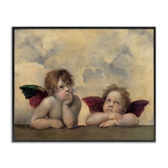 Stupell Industries Transitional Angeli - Madonna Sistina Black Framed Giclee Art, 14 x 11, by Rafaello Sanzio