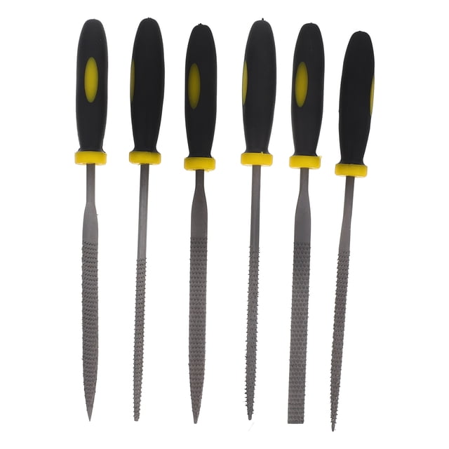 Miangastore 6pcs Wood File Set 140x3mm Comfortable Hand Grip Handles Mini Wood Rasp File Tools
