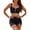 Black, variant on Fashion Women's Sleeveless Solid Bikini Swimsuit Push up Padded Swimwear Swimsuit Blouse Sheer Drawstring Skirt Sets Sporty Bikini for Women Navy S