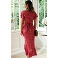 thumbnail image 2 of Women's Elegant Sexy Floral V-neck Short-Sleeve Lace-up Dress, 2 of 2