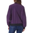thumbnail image 3 of Chaqueta bomber casual con cremallera para mujer INSPIRE CHIC, abrigo cortavientos con bolsillos, talla L, púrpura oscuro, 3 of 6