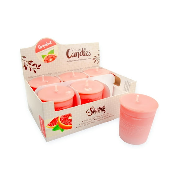 Grapefruit Soy Votive Candles - Scented with Essential & Natural Oils - 6 Pink Natural Votive Candle Refills - Fruit & Berry Collection