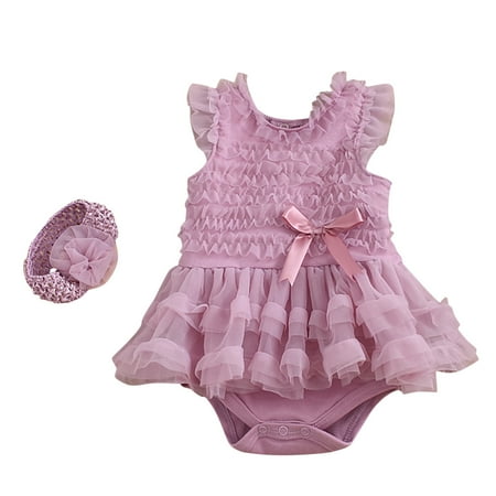 

QWERTYU Newborn Infant Baby Toddler Clothes Bowknot Jumpsuit for Girl Summer with Headband Set Romper 0-24M Watermelon Red 12M
