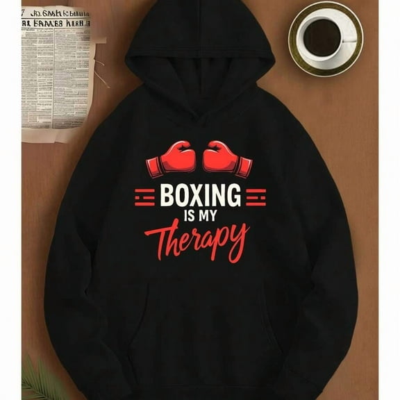 Boxing Is My Therapy Statement Art Men'S Casual Hoodies