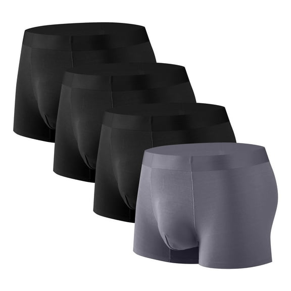 Zylanna Men's Boxer Briefs, Stretch Ice Silk Breathable 4-Pack Underwear for Men Oversized Brown Size 2XL