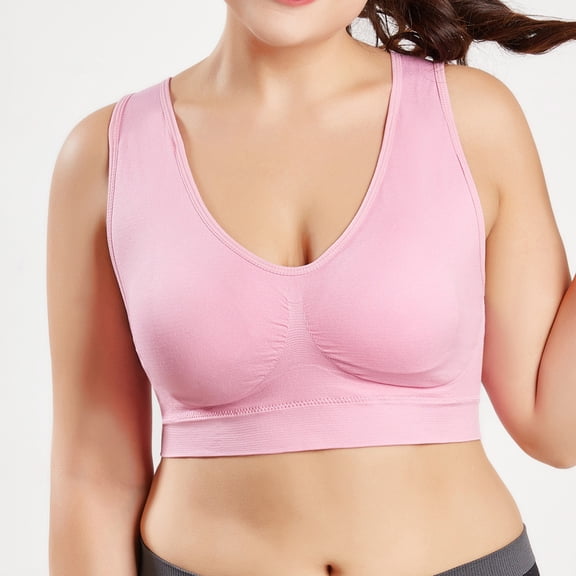 Kukoosong Sports Bras for Women Fashion Women's Pure Color Plus Size-Thin Large Bra Sports Bra Full Bra Cup Tops, Sizes M