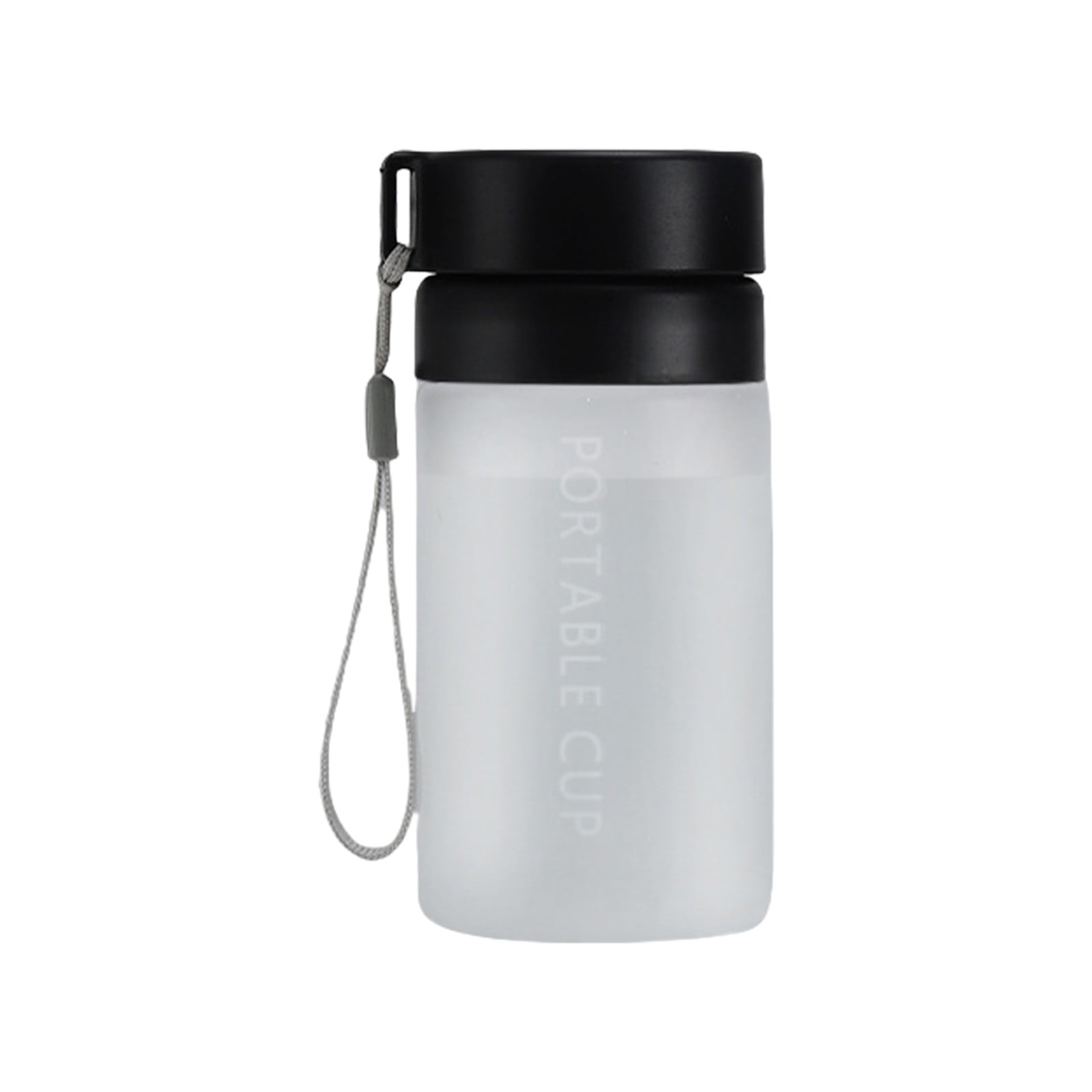 Hyknon 14oz Transparent BPA-Free Water Bottle, Outdoor Water Bottle with Leak-Proof Silicone Lid, Removable Filter Mesh & Portable Carry Rope, Reusable Sports Cup for Gym, Hiking, Travel (Black)