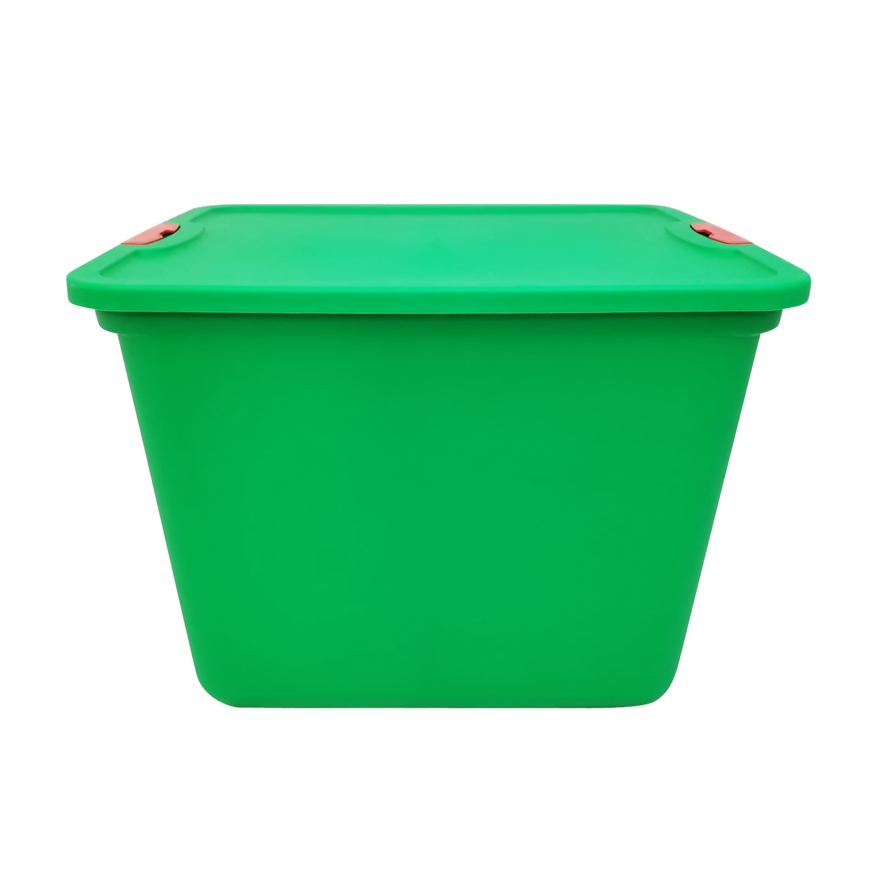 Mainstays 20 Gallon Green Storage Container, Red Latches, Set of 2