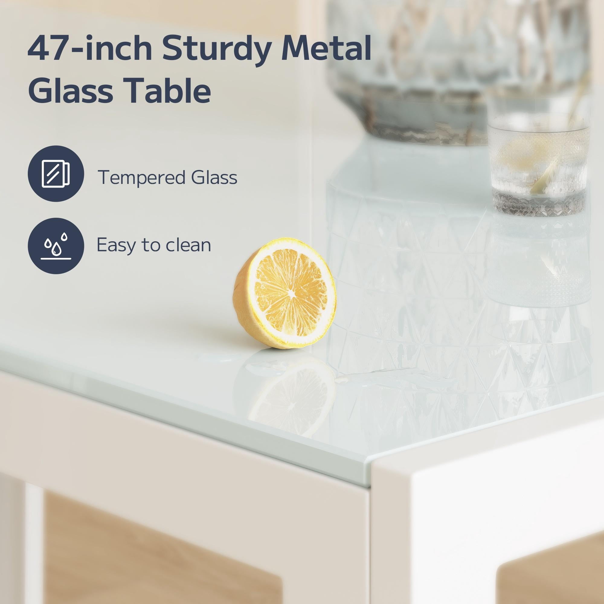 Dining Table Set for 4,Asofer Home Kitchen Glass Dining Set with 4 PU Leather Chairs, Modern Thick Tempered Glass Table, White