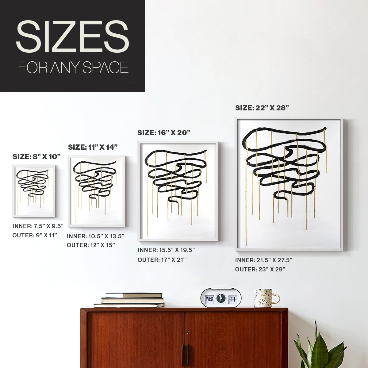Weeping Ribbon I Framed Print in White Solid Wood 11 x 14 Framed Print