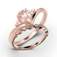 thumbnail image 3 of Gorgeous Minimalist 1.75 Carat Pear Cut Morganite And Diamond Moissanite Unique Engagement Ring, Affordable Wedding Ring, One Matching Band in 10k Solid Rose Gold Gift For Her Love, Bridal Ring Set, 3 of 3