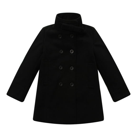 Richie House Girls Black Double-Breasted Stand Collar Jacket 10