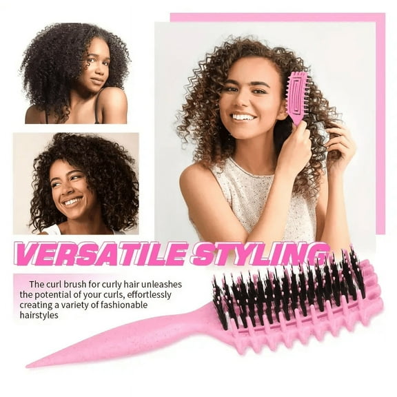 Curling brush definition, ventilated curling brush definition, easy to comb and shape women's and men's curly hair, suitable for all wet or dry hair types, reducing frizz