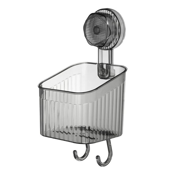 Uxcell 1Pcs Suction Cup Shower Caddy with Hooks, 3.7 Inch Suction Cup Shower Organizer Shelf Wall Mount Dispenser Rack Storage Shelf for Bathroom Kitchen, Grey