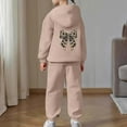 thumbnail image 2 of Girls Pants Sets Bow Print Design Pullover Hoodie Jogger Outfits Clothes, 2 of 7