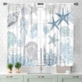 thumbnail image 3 of Nautcial Starifish Window Curtains, Beach Theme Coastal Seashell Starfish Blue Coral Rod Pocket Drapes for Bedroom Living Room Kids Room Bathroom Kitchen Window Treatments 2 Panel Sets, 55x39 Inch, 3 of 4