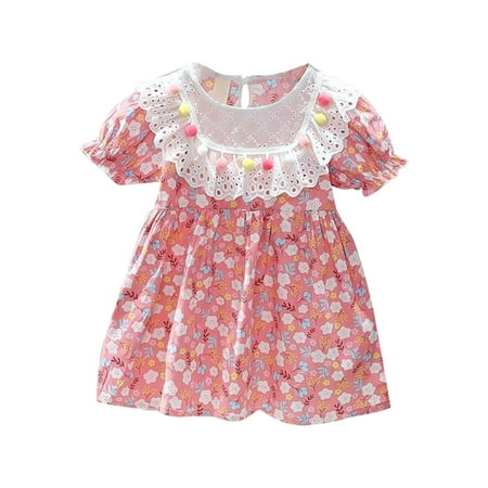 

ZRBYWB Summer Fashion New Bubble Sleeve Flower Print Girls Princess Dress Baby Girl Clothes