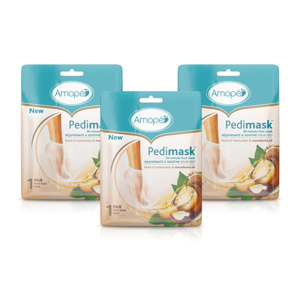 Amope Pedimask Foot Mask Socks (3 Pairs), Macadamia Oil Essence with a  Blend of Hydrating Moisturizers - Walmart.com