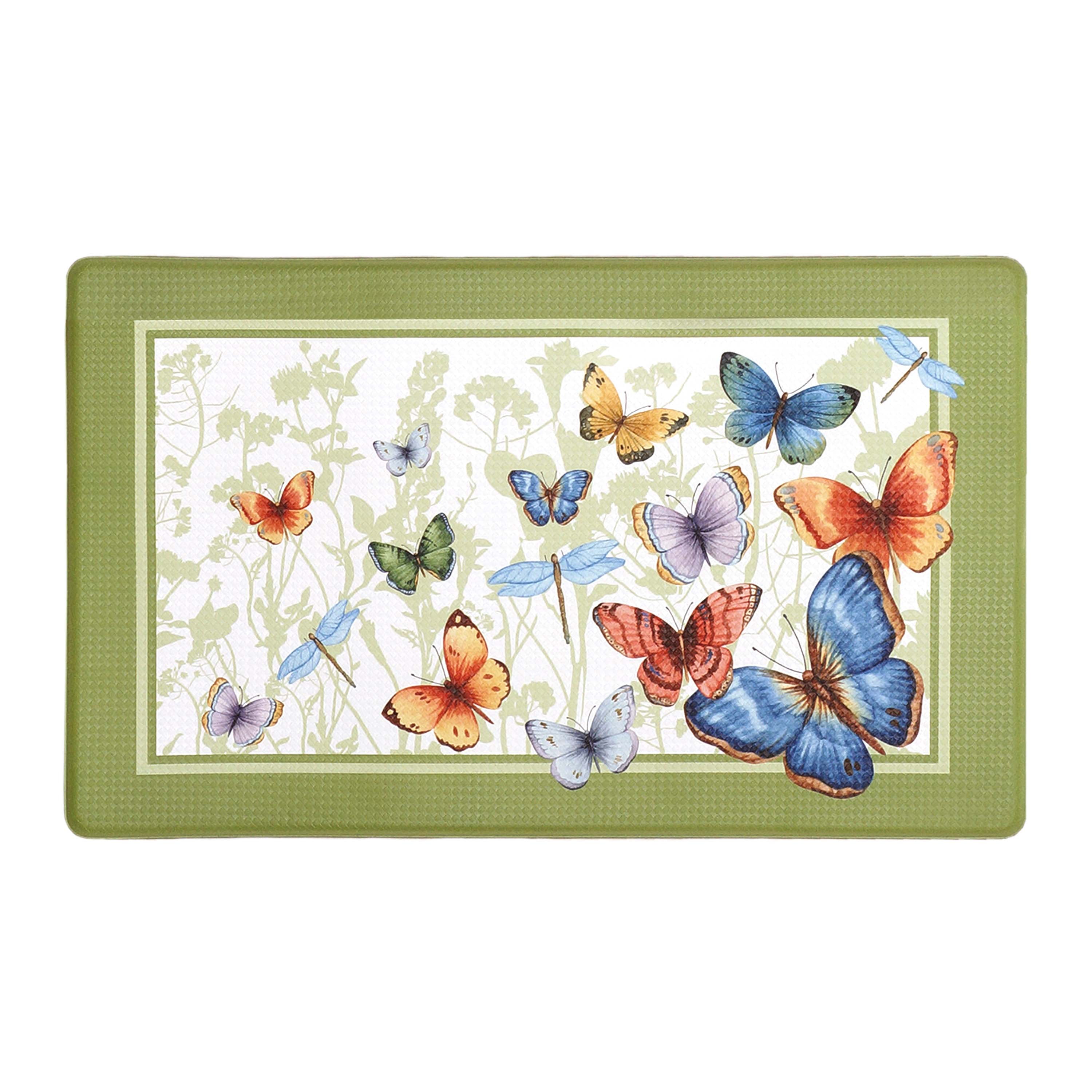 Achim Anti Fatigue Kitchen Mat 18In. X 30In. Butterflies