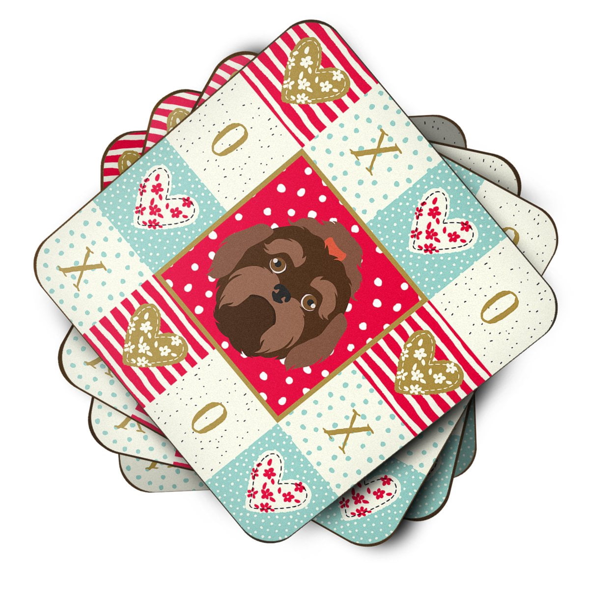 Russian Lapdog Love Foam Coaster Set of 4