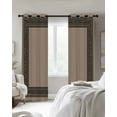 thumbnail image 2 of Brown Geometric Blackout Curtains for Bedroom, Black Greek Key Design Abstract Modern Art Room Darkening Window Drapes for Living Room, Thermal Insulated Grommet Curtains, 52x54 inch, 2 Panels, 2 of 9