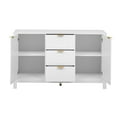 thumbnail image 5 of Euroco Sideboard Buffet Cabinet,47" Storage Cabinet with Adjustable Shelves,Metal Handles,3 Drawers and 2 Doors,Wood Console Table for Study,Hallway and Living Room,White, 5 of 7