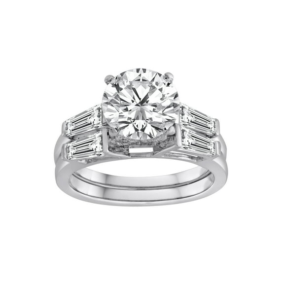 Pure Perfection Certified Bridal Ring with Brilliant Center Stone Made with Swarovski Zirconia