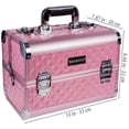 thumbnail image 4 of SHANY Premier Fantasy Professional Makeup Train Case Cosmetic Box Portable Makeup Case Organizer Jewelry storage with Locks , 3 Trays , Makeup Brush Holder and Cosmetics Mirror - Soft Pink, 4 of 5