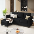 thumbnail image 2 of Sobaniilo Convertible Sectional Sofa Couch, Modern Linen Fabric L-Shaped 3-Seat Sofa Sectional with Reversible Chaise for Small Space (Black), 2 of 8
