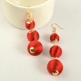 thumbnail image 3 of Pendientes de gota de bolas de hilo para mujer Joyas de gancho de oro colgante de linterna boho - Marrón 荧 大红 304 Yuyangstore Pendientes, 3 of 8