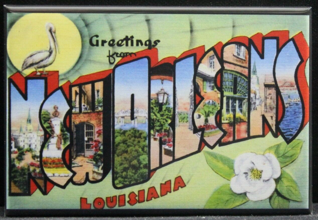 Greetings from New Orleans Vintage Postcard 2" X 3" Fridge Magnet Louisiana 