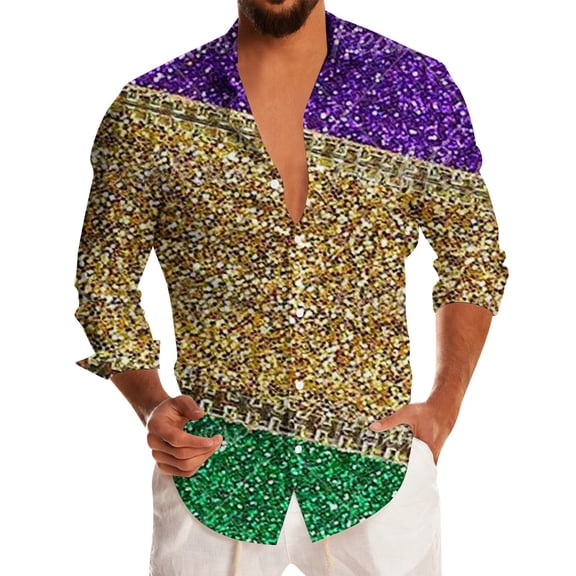 Mens Golf Polo Tops Printed Long Sleeve Button Down Stylish Mens Knit Polo,Multicolour,M