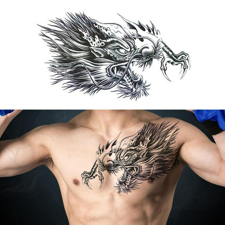 Men's waterproof tattoo stickers shoulder tattoo three-sided durable chest  stickers stickers T4W6 V3Y9