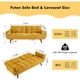 thumbnail image 5 of Linen Futon Sofa Bed Loveseat, Adjustable Backrest Convertible Sleeper Reclining Couch with Tapered Wood Legs, Yellow My Lux Decor Round, 5 of 11