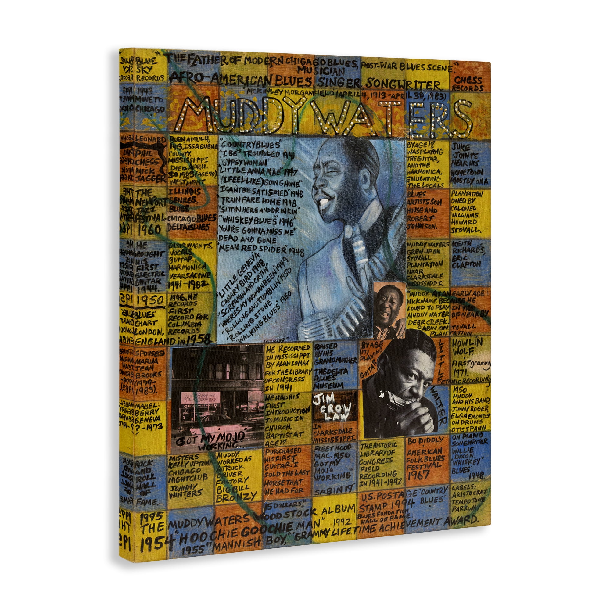 Stupell Industries Muddy Waters Collage People Drawing Wrapped Canvas Art Print Wall Art, 36 x 48
