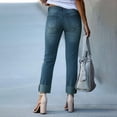 thumbnail image 3 of LWavelet Women High Waisted Cuffed Ankle Jeans Contrast Hem Washed Denim Pants Cropped Straight Leg Casual Jeans for Women Royal Blue S, 3 of 5