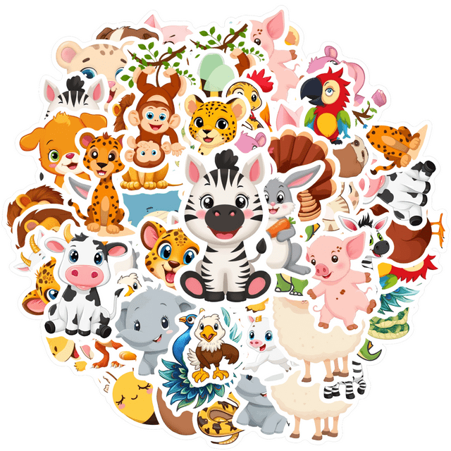 35pcs-50pcs Cute Stickers Animal Stickers Funny Stickers Kids Stickers for Laptops Notebooks Suitcases