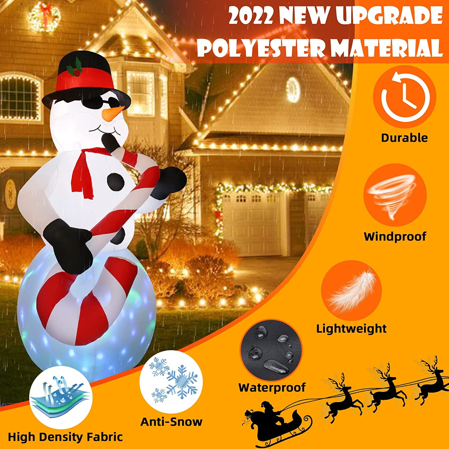 FT Christmas Inflatables Snowman Outdoor Christmas Decorations, Snowman  Decorations Blow Up Yard Decorations Built-in Colorful Rotating LED Lights  for Lawn, Garden
