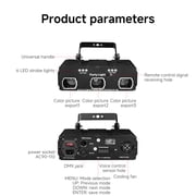 Party lights, DJ disco lights, sound activation and DMX control, 3D pattern strobe light beam effects, suitable for family gatherings, birthdays, holidays, revelry, KTV, bars, karaoke, clubs, stage